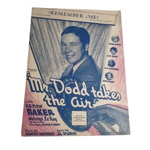 Remember Me Mr Dodd Takes The Air Sheet Music Song Warner Bros 1937 USA Gift